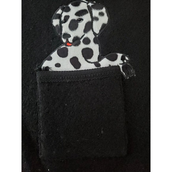 Lisa International Black Wool Dalmation Puppy Spotted Zipup Vest Size Large - Picture 4 of 6